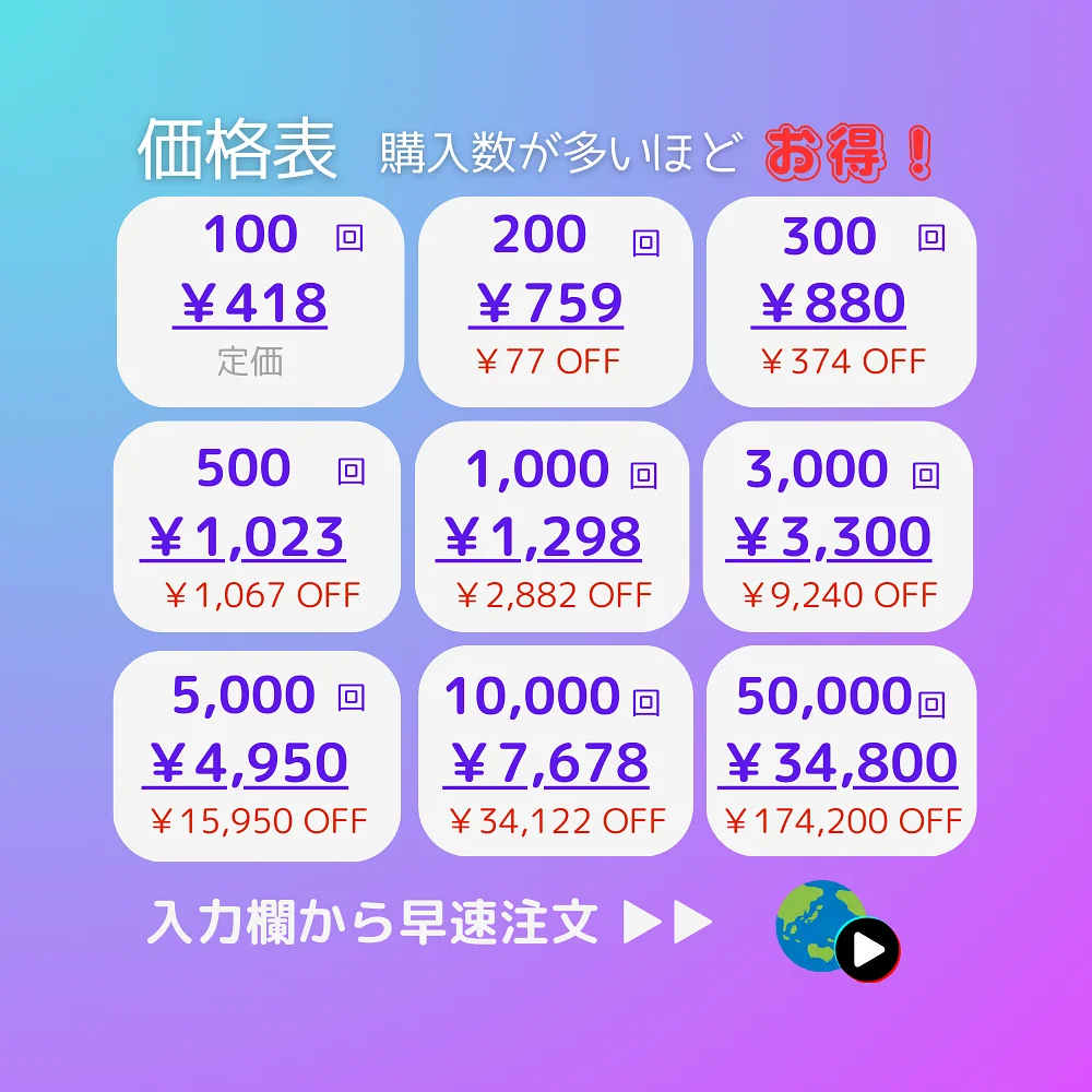 TikTok(ティックトック)の外国人からの動画再生回数を買う・購入する